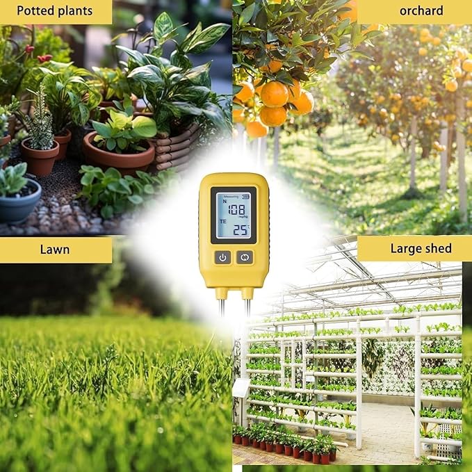 4 in 1 Npk Soil Tester, High Accuracy LCD Digital Soil Temperature Tester, Nitrogen Phosphorus Potassium & Temperature Measurement, for Garden Nutrients Lawn Plant Care Farm. ﻿