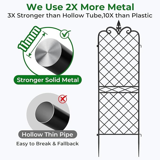 AMAGABELI GARDEN & HOME Garden Trellis 2 Pack 71”x20” Heavy Duty Rustproof Wall Trellis for Climbing Plants Outdoor Metal Decoration Large Trellis for Potted Plants Support Trellis Roses Black