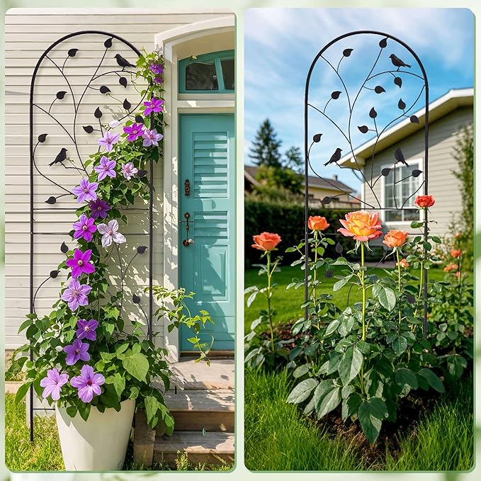 Garden Trellis for Climbing Plants, 71" H x 20" W, 2 Pack Heavy-Duty Metal Garden Trellis, Black Coated Rustproof Trellis for Plants Outdoor, Roses, Ivy, Flowers, and Vines
