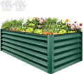 YITAHOME 8x4x3ft Large Raised Garden Bed Kit, Galvanized Metal Planter Box with Gloves, Support Rod & Safety Rubber, Outdoor Above Ground Planters for Plants Vegetables Flowers, Green