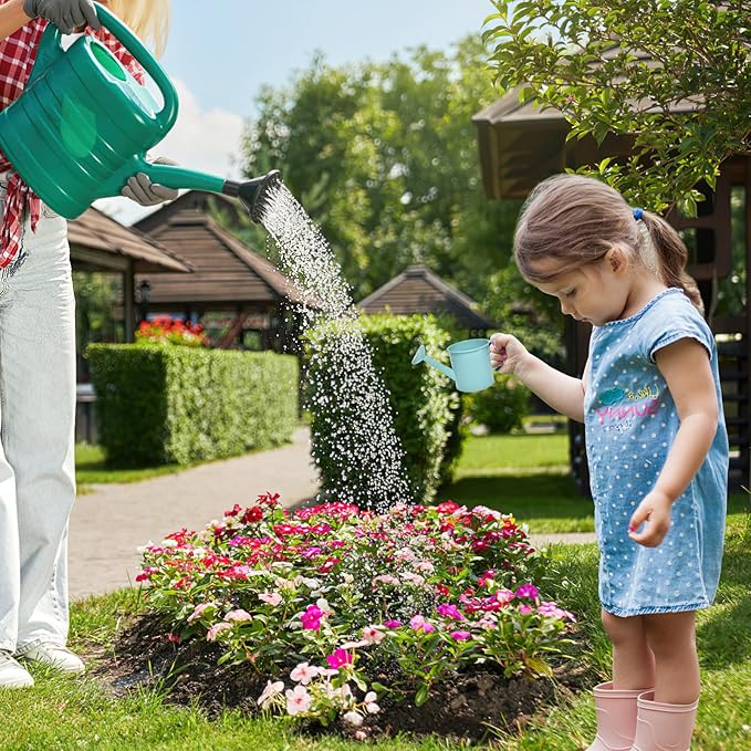 Decorative Mini Tin Watering Can - 0.05Gal Cute Metal Jug for Hand Crafts,Garden-Theme Parties,Plant Pots, Home Decor,Housewarmings, Fun Birthday Gift for Girls and Boys (PP/B, S)