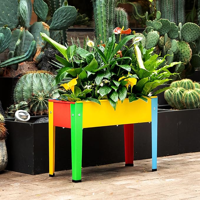Metal Raised Garden Bed,Raised Planter Box with Legs,Herbs and Vegetables Planter Suitable for Outdoor Patio Deck and Porch (Multi Color)