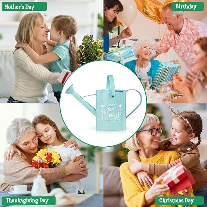 Mimi Gifts for Mothers Day, Mothers Day Grandma Gifts for Mimi, Gardening Gift for Grandma from Grandkids Grandchildren, Garden Decor Metal Watering Can Birthday Presents for Grandma, Grandparent Gift
