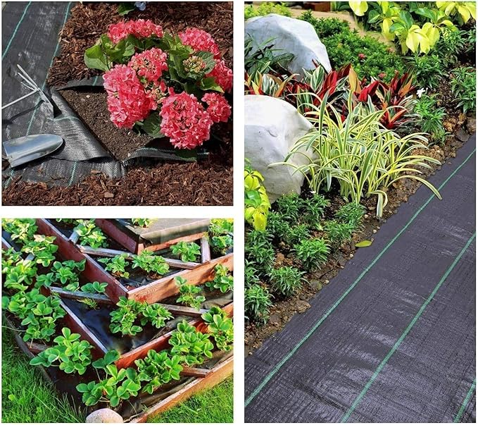 Landscape Fabric 6ft X 50ft Weed Barrier Landscape Fabric Heavy Duty Premium 3.2oz Garden Fabric Weed Barrier Weed Block Gardening Mat,Woven Geotextile Fabric Ground Cover Weed Barrier