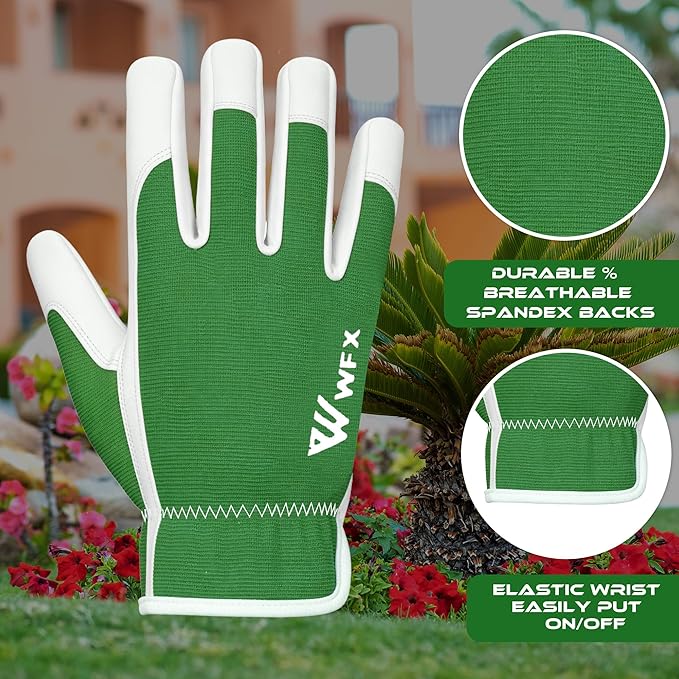 Work Gloves Gardening Breathable Rigger Palm Gardening Gloves Ladies Mens Gripper Utility Leather Thorn Proof