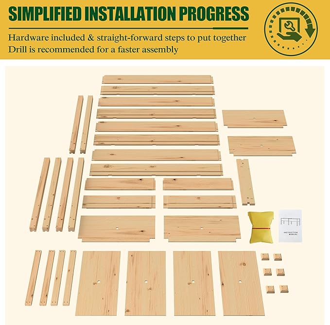 MUPATER 6x1.8ft Raised Garden Bed with Legs, Planter Box with Drainage Holes, Wood Raised Bed Garden for Plants, Vegetables, Flowers, Herbs, 309 lbs Capacity, 6.8 Cubic Feet Big Space, Natural Wood