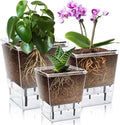 Self Watering Pots Set, 3 Pack 5/4.1/2.7 Inch Self Watering Pot for Indoor Plants, Clear Flowers Pot Planter with Deep Reservoir for Spider Plant, Orchid, African Violet
