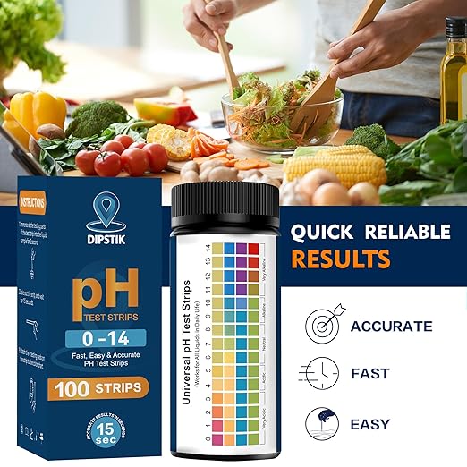 pH Test Strips (0-14) -Universal pH Test Paper Test Strips for Drinking Water, Aquarium, Pool, Hot Tub, Spa,100ct Litmus Paper pH Testing Soap Making and Food