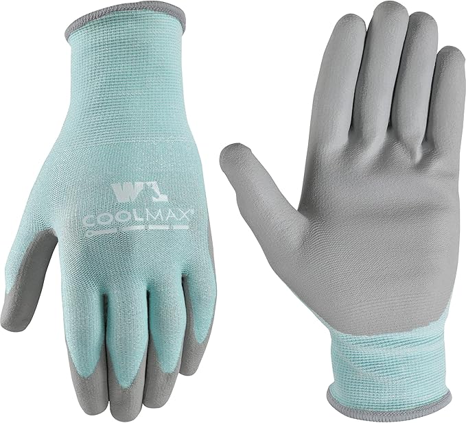 Wells Lamont Women's COOLMAX PU Coated Work Gloves, Small (500S), Aqua