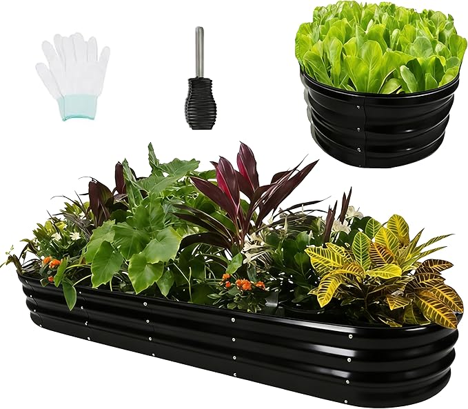 NestNature 2 Pack 17" Tall 10-in-2 Heavy-Duty Modular Galvanized Raised Garden Bed Kits - 8ftx2ft Metal Raised Beds for Planting Plants Vegetables Fruits Flowers Herbs - Outdoor Ground Planter Box
