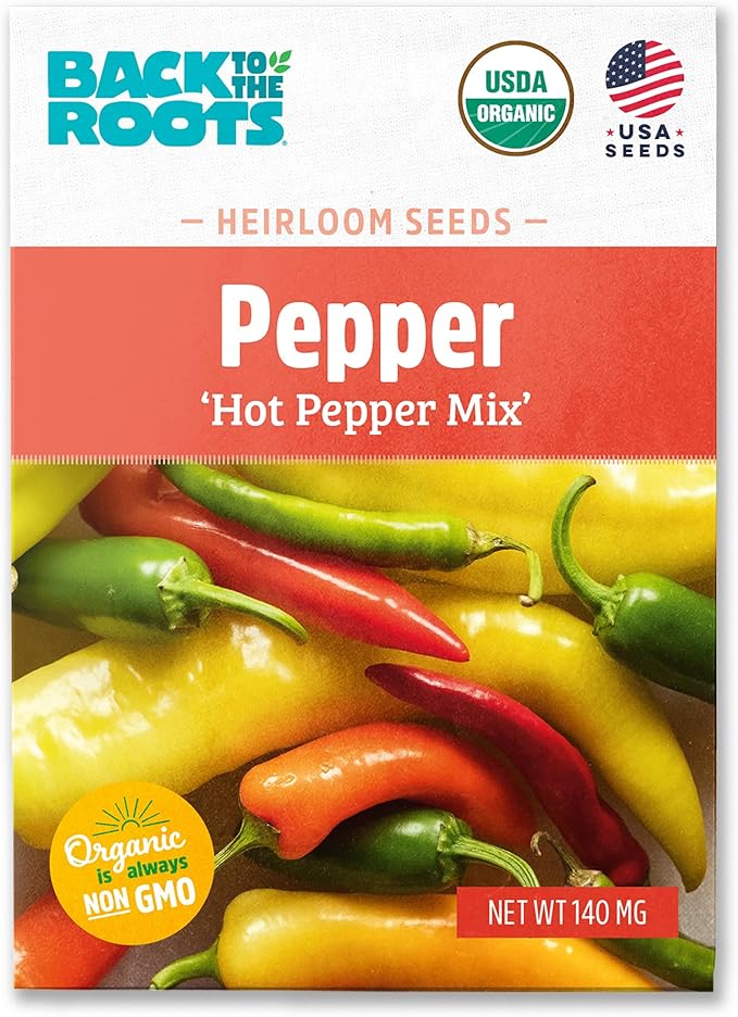 Back to The Roots 100% Organic Seed Packet - Pepper 'Hot Pepper Mix' 140mg