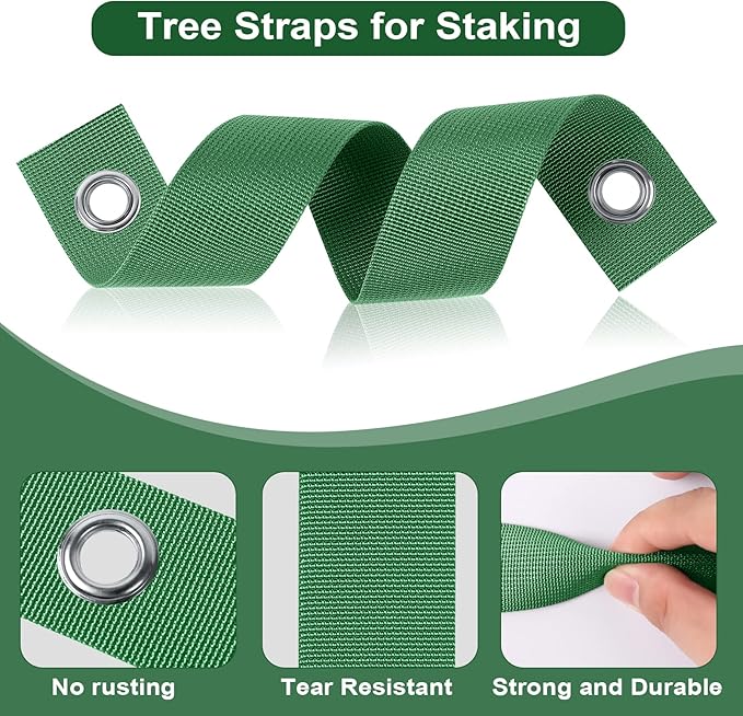 Jevrench 72 PCS Tree Straps for Staking, Guying & Straightening, Heavy Duty Nylon Tree Support Straps with Rust-Resistant Buckles