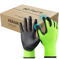 Kebada W1 Work Gloves for Men and Women, Touchscreen PU Coated Gloves with Grip, 50 Pairs Bulk Pack, Ideal for Warehouse Package Handling, Construction, Gardening, Green X-Small