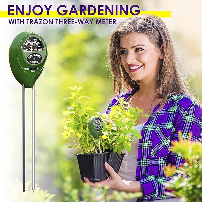 2023 Upgraded Soil pH Meter 3-in-1 Soil Tester Moisture, Light, pH, Meter Tool for Garden, Farm, Plant, Lawn Care, Water Soil, Soil Hygrometer Sensor for Gardening, Test Kit for Garden