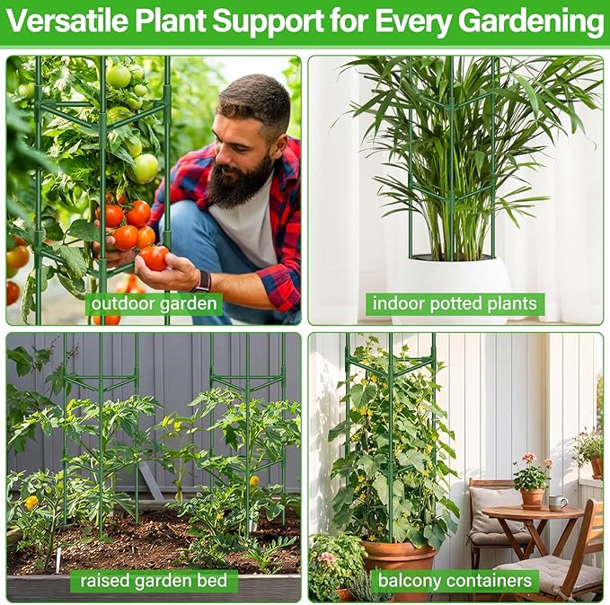 Legigo 4 Pack 65 Inch Tomato Cage for Garden, Heavy-Duty Tomato Trellis Plant Support Stakes, Adjustable Garden Trellis Plant Cage for Climbing Plants Peppers Outdoor Raised Garden Bed and Vegetables