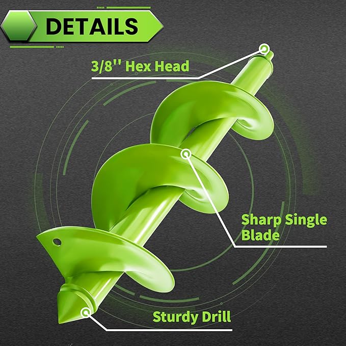 Auger Drill Bit for Planting - 3.5"X16" Heavy-Duty Garden Auger Spiral Drill Bit - Bulb Planter Tool & Auger Post Hole Digger - 3/8" Hex Drive Drill