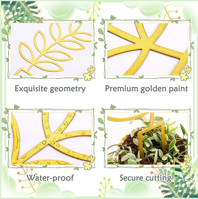 4 Pcs Indoor Plant Trellis for Climbing Plants, Small Trellis for Potted Plants, Garden Metal Trellis Plant Support Trellis with Different Patterns for Vine Ivy Flower (Boho,Gold)
