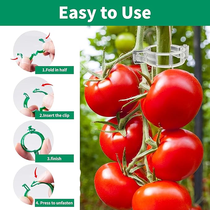 100pcs Trellis Clips for Climbing Plants Outdoor,Plant Support Clips Reusable Garden Clips,Tomato Clips, Plastic Trellis Clips,Garden Plant Clips to Grow Upright Makes Plants Healthier