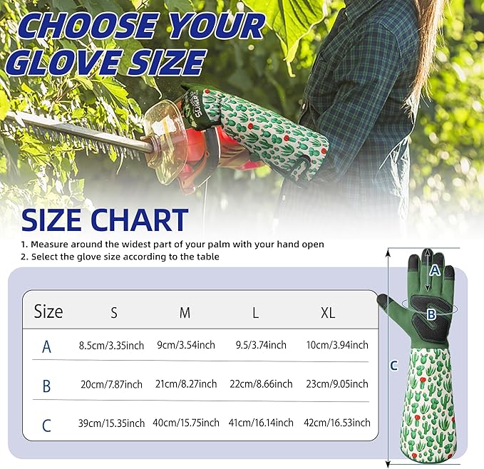 Schwer Gardening Gloves for Women, Rose Pruning Gloves with Forearm Protection, Touchscreen, Fingertip & Palm Strengthening, Breathable & Comfortable Long Garden Glove for Yard, Gardening Gifts, M