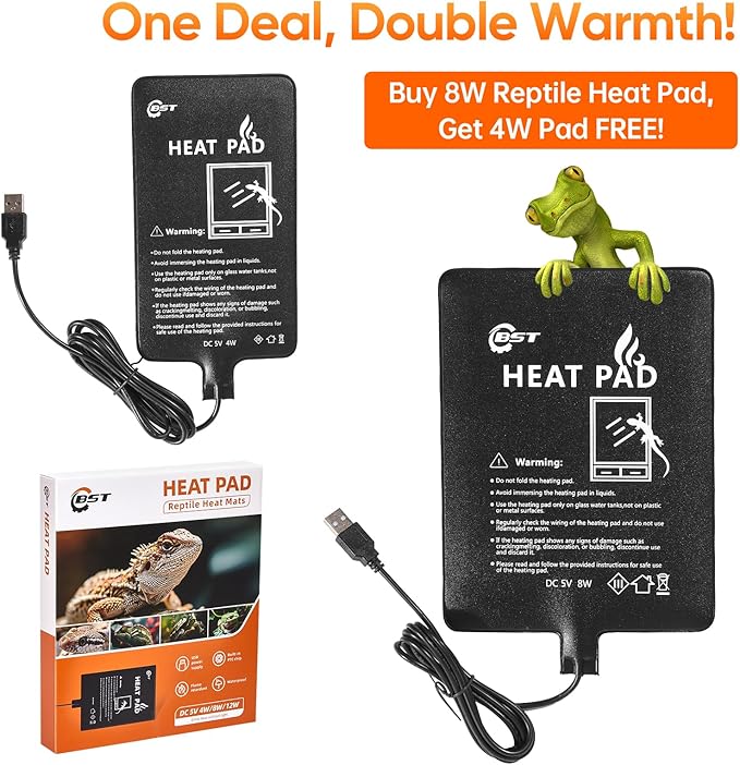 Waterproof Heating pad Plant Heating pad 8.0x8.0Inch 12W Under Tank Terrarium Heating Mat, Reptile Heat Mat, Reptile Heating Pad for Turtle, Lizard, Hermit Crab, Frog, Snake ﻿﻿
