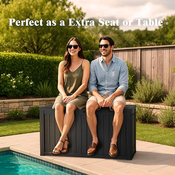180 Gallon Outdoor Large Storage Box, Waterproof & UV-Resistant, Lockable Large Storage Bins with lids & Handles, Deck Box for Garden Tools, Package Delivery Box for Outside, for Yard, Pool