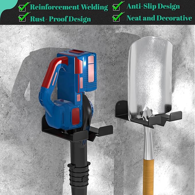 Weed Eater Hanger Garage Organizer Trimmer Rack, Weedeater Rack Wall Mount for Grass Trimmer, Garden Power Tool Holder Organizer for Grass Trimmer Hedge Trimmer (Black-1Pcs)