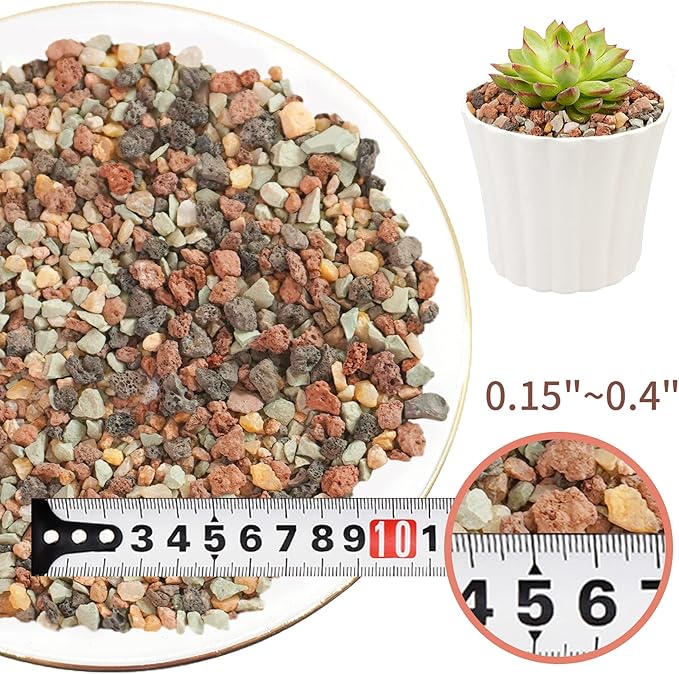 Color Lava Rocks Horticultural Potting Soil Mix Gritty Pebbles Pumice Volcanic Rock for Succulent Cactus Bonsai Top Dressing 2.8Lbs
