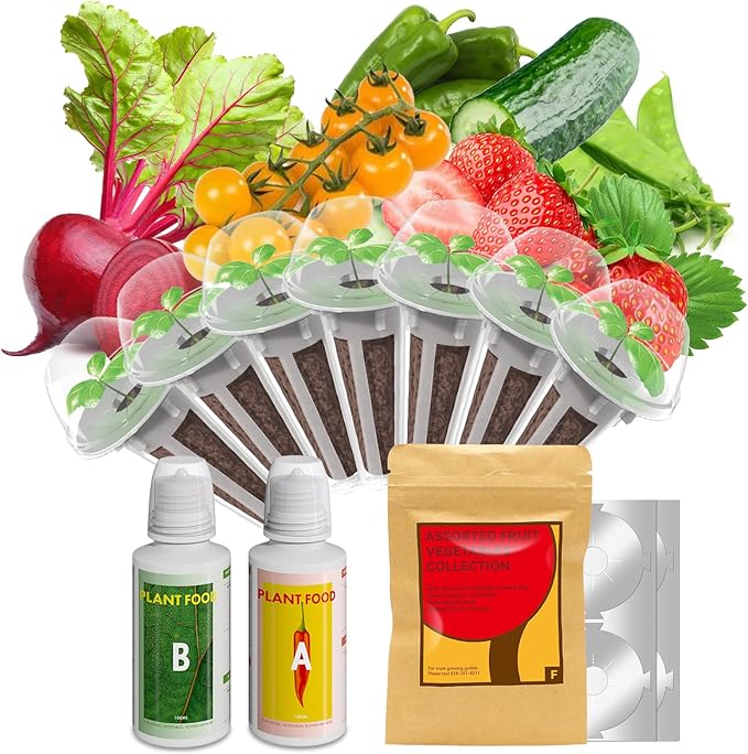 LYKO Fruit Garden Seed Pod Kit for AeroGarden, IDOO Hydroponics Growing System, 300+ Seeds, Include Wild Strawberry, Radish, Dwarf Pea,Green Pepper, Cucumber, Ruby Queen Beet, Cherry Tomato (7 Pods)