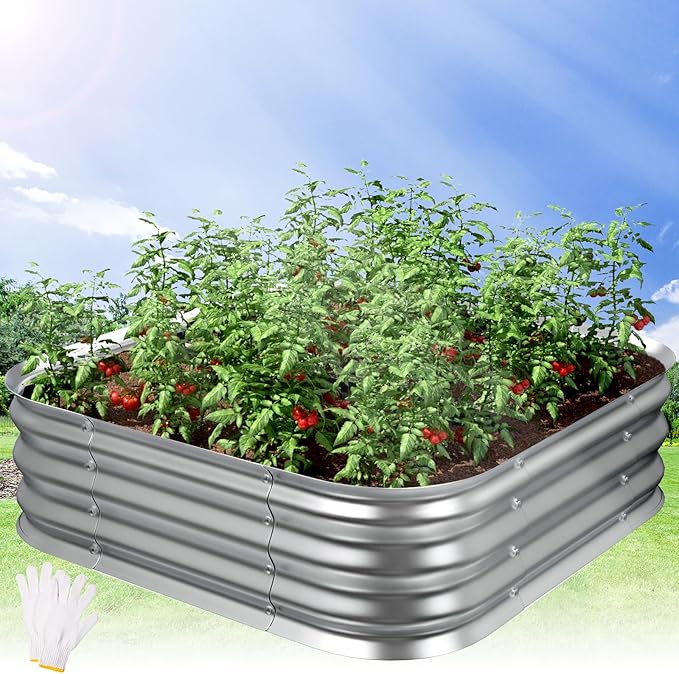 Galvanized Raised Garden Bed for Gardening, 36x36x11in Metal Planter Box for Vegetables,Herbs,Flowers,Outdoor Modular Above Ground Container,Tool-Free Assembly