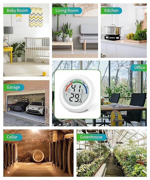 Digital Room Thermometer Hygrometer Indoor-Humidity Meter Monitor with Accurate Temperature Humidity Sensor Comfort Indicator ℃/℉ Switch for Wall Baby Home Greenhouse Cellar Garage Nest Reptile