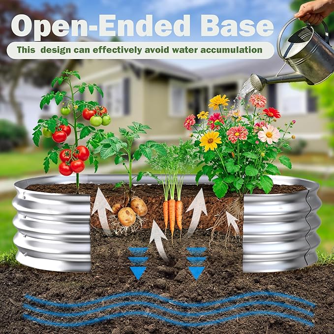 Galvanized Raised Garden Bed Outdoor, 4x2x1ft(2Pack) Metal Heavy Duty Planter Boxes for Gardening, Easy Assemble Bottomless Small Oval Plant Container Kit for Vegetable, Flower, Fruit, Silver