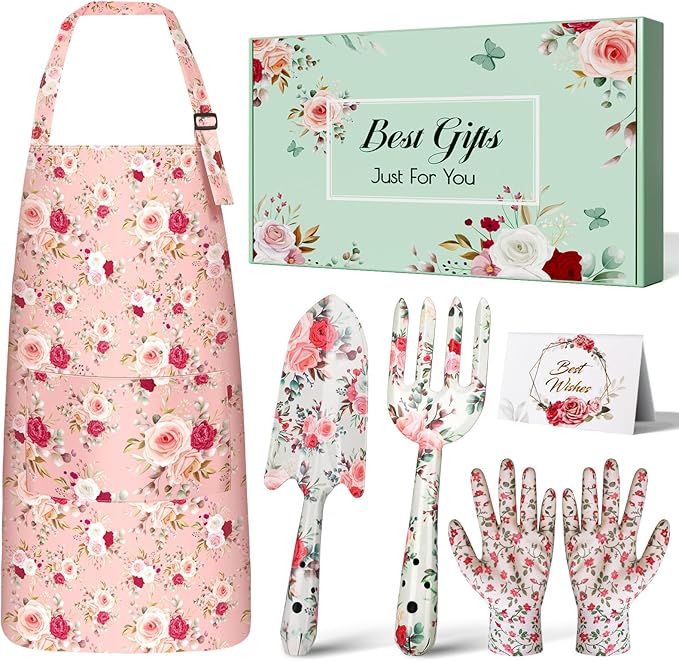 Gardening Gifts for Women, Gardening Supplies Garden Tools with Hand Fork Trowel Gloves Apron, for Mom Women Grandma, Valentine's Day for Her, Christmas Birthday Present