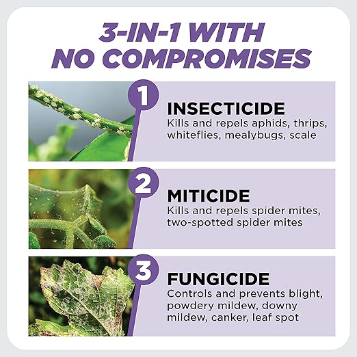 Earth's Ally 3-in-1 Plant Spray 8 Oz Concentrate for Pests and Disease - Organic Insecticide, Fungicide, Miticide - OMRI Listed for Indoor Houseplants and Outdoor Garden - Safe for Bees, Kids, Pets