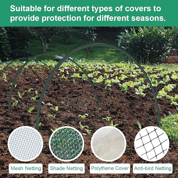 Gardzen Garden Hoops for Raised Beds Greenhouse Hoops, DIY Kit for Row Cover Garden Netting, All Season Plant Protection, 24 Pcs