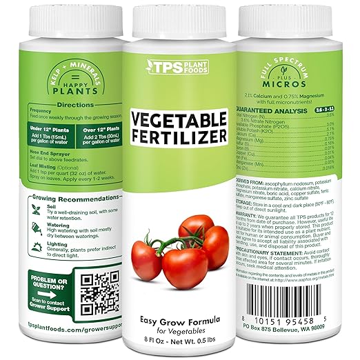 Vegetable Fertilizer, Complete Liquid Vegetable Plant Food, 8 oz (250mL)