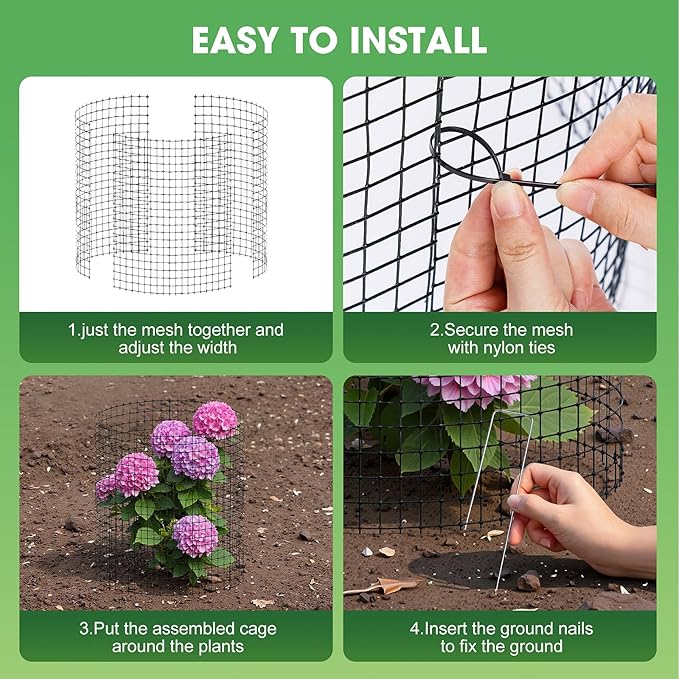 30 Pack Plant Protectors from Animals,12x12 Inch Metal Wire Plant Mesh Garden Cages Outdoor Gardening Supplies, Garden Protection Rabbits Chickens Ducks for Shrubs, Flowers, Vegetables