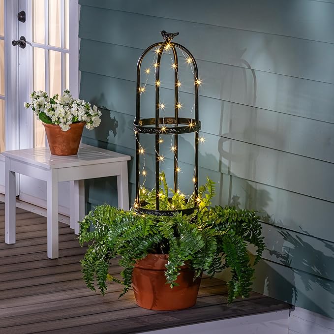 Evergreen Metal Garden Obelisk Trellis for Climbing Plants Outdoor Black | 7 Feet Adjustable | Indoor Plant Trellis for Potted Plants & Heavy Vines | Floral Pattern Arch Trellis