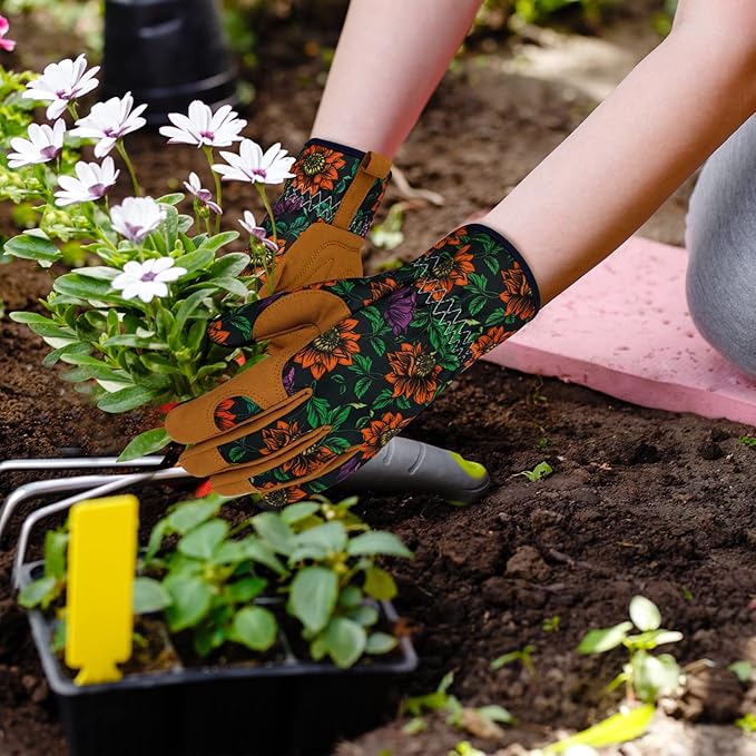 Leather Gardening Gloves for Women Thorn Proof Garden Gloves Touch Screen Working Gloves Gifts