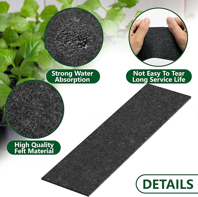 EBaokuup 12 Pcs 12-Cell Replacement Capillary Mats-18.5 x 3.5 Inches Self Watering Seed Starting Mat-Capillary Mats for Indoor Gardening Greenhouse Plant Seed Starting