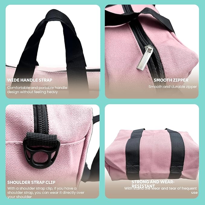 BLIRITEL 20 Inch Wide Mouth Tool Bag, Heavy Duty Canvas Tool Storage Bag, Large Capacity Handbag, Multi-function Tool Organizer Tote Bag for Storage Wrenches Pliers (Pink, 20 Inch)