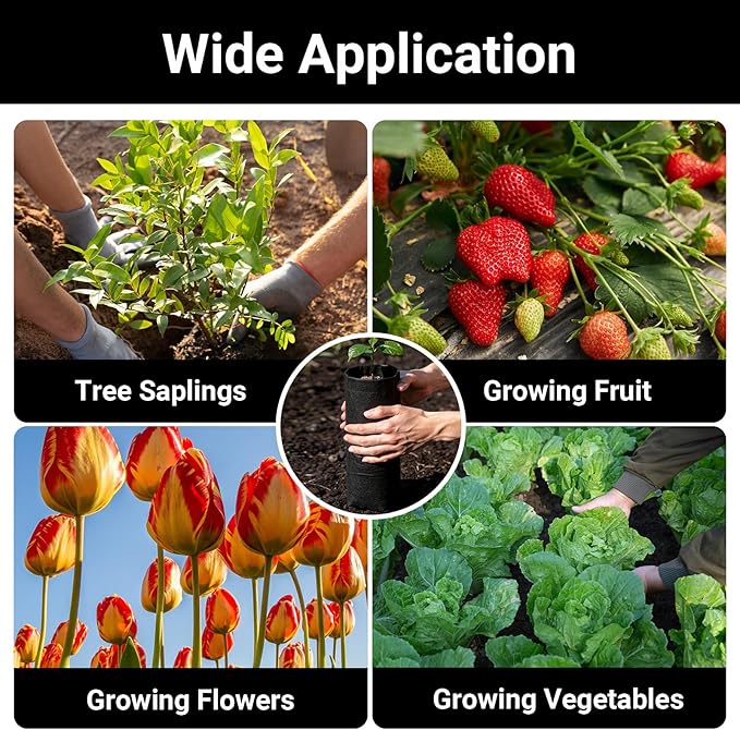 Fabric Grow Bags - 7x13.8 inches Breathable Black Seed Starter Plant Grow Bags for Seedling Pots, Nursery Pots for Plants, 50pcs