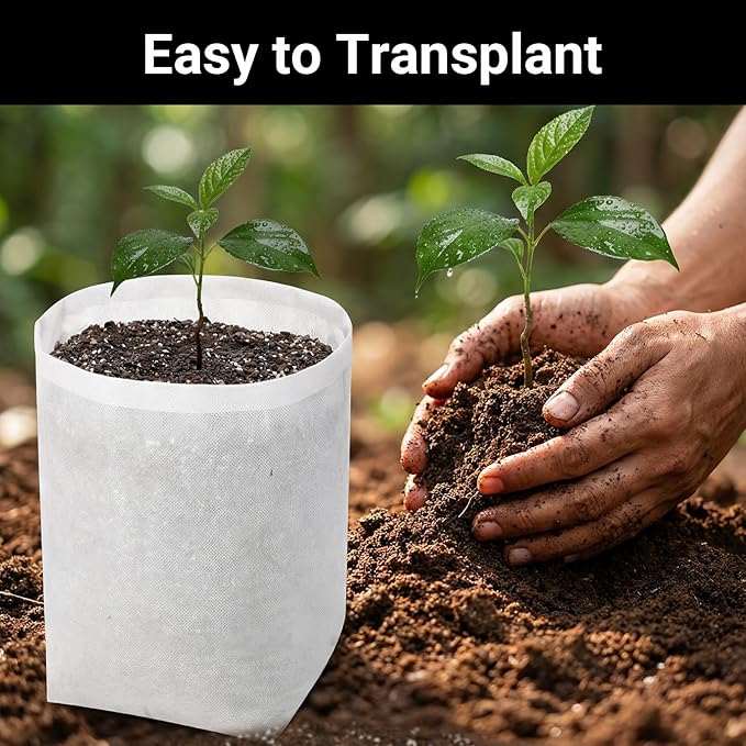 Fabric Grow Bags - 12.6x13.4 inches Breathable Seed Starter Plant Grow Bags for Seedling Pots, Nursery Pots for Plants, 50pcs