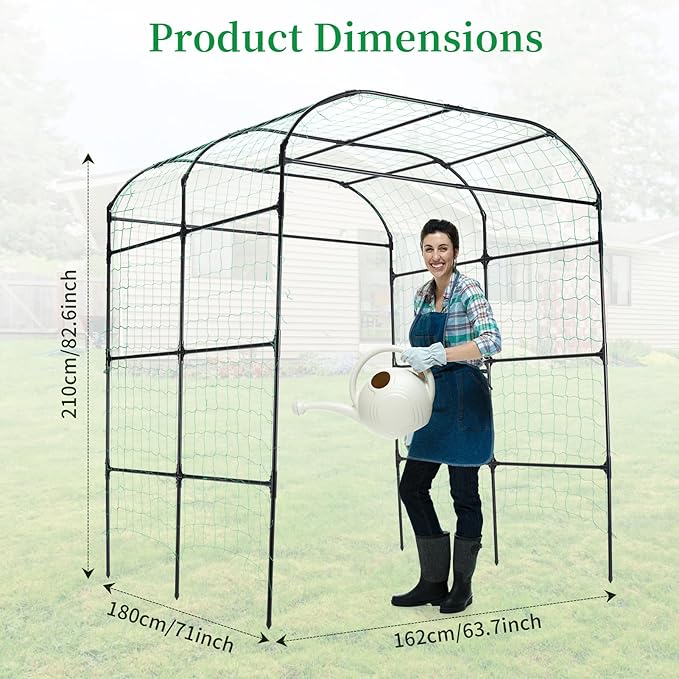 FOLLOOK Garden Arch Trellis for Climbing Plants Outdoor, Cucumber Trellis for Raised Bed, Grape Vine Tomato Bean Tall Vegetable U Frame Plant Support, Black