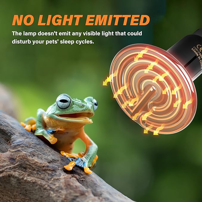 Simple Deluxe 100W Ceramic Heat Emitter Reptile Heat Lamp Bulb No Light Emitting Brooder Coop Heater for Amphibian Pet & Incubating Chicken, 2 Pack