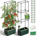 2 Pack 51" Self Watering Planter Box with Trellis, Tomato Planter Trellis for Raised Garden Bed, Tomato Cage with Visual Water Indicator, Indoor Outdoor Tomato Cages for Garden Patio
