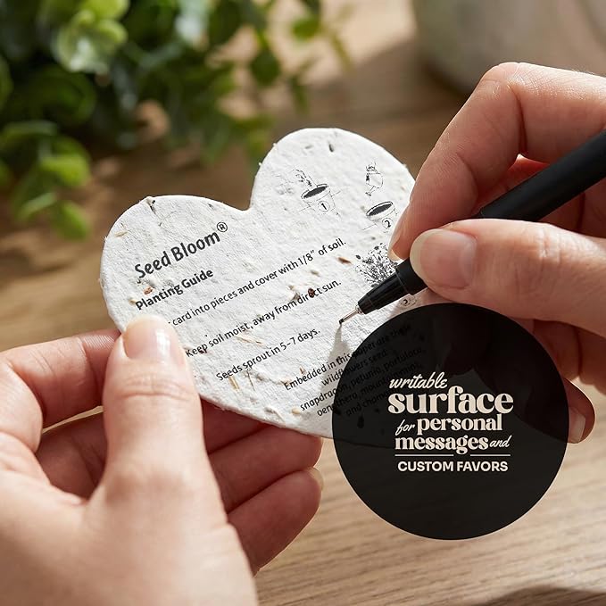 50pcs Large Love Heart Seed Paper – Plantable & Writable Wildflower Seed Paper, Gift for Mom This Mother’s Day, Use for Shower Favors, Weddings, Heart Party Favors or Life Events