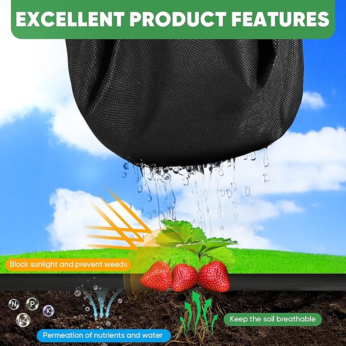Non-Woven Thick Weed Barrier Fabric 3 FTx32 FT, 3.2oz Heavy Duty Weed Barrier Landscape Fabric, Ground Cover for Superior Weed Control, Easy Setup for Gardens, Landscaping, Flower Beds (Green)