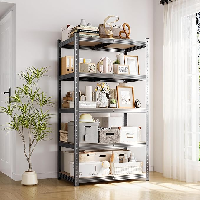 Yaheetech Storage Shelves, 5 Tier Heavy Duty Adjustable Metal Shelving Unit, Industrial Utility Rack for Garage Warehouse Pantry Closet (35.5 W x 16 D x 71 H Inches, Dark Gray)