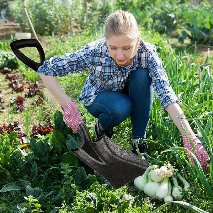 HARFINGTON Digging Shovel 31.7 x 6.5 Stainless Steel Round Spade Shovel with D Handle for Camping Gardening Beach