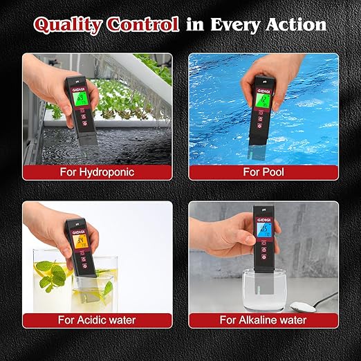 Digital pH Meter for Water, High Accuracy UL-Certified pH Tester with Color LCD Backlit Display and pH Test Strips, Water Quality Tester for Pool, Hydroponics, Aquarium, Hot Tub, Drinking Water